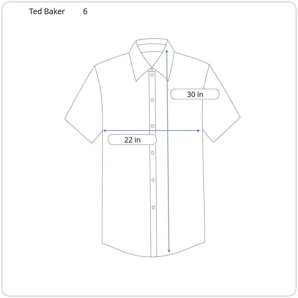 Ted Baker Shirt Mens 6 XL Short Sleeve Blue Geometric‎ Slim Office Pocket Cotton